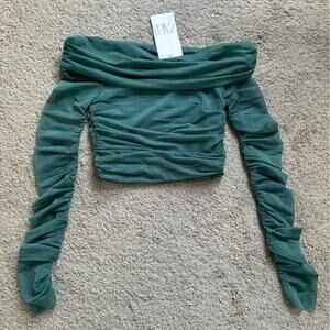 ZARA RUCHED ORGANZA TOP - SIZE S - BRAND NEW WITH TAG